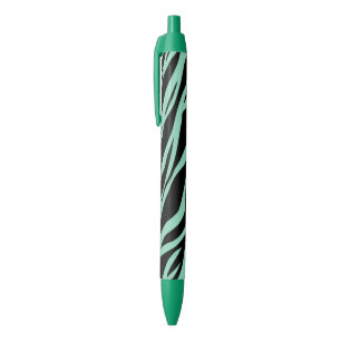 Mint Green Zebra Striped Black Ink Pen