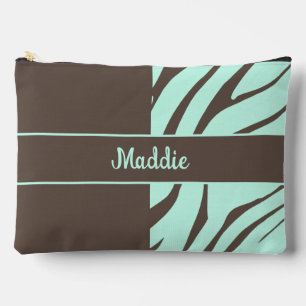 Mint Green Zebra Stripes Pattern  Accessory Pouch