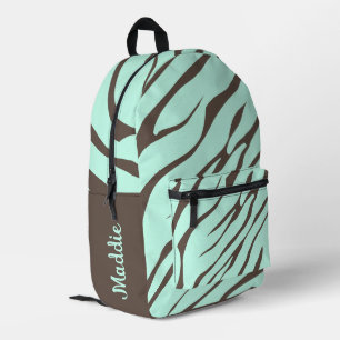 Mint Green Zebra Stripes Pattern  Printed Backpack