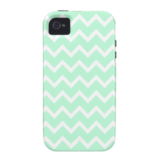 Mint Green Zigzag Chevron Stripes. Case-Mate iPhone Case (Back)