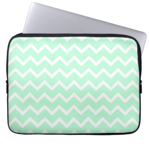 Mint Green Zigzag Chevron Stripes. Laptop Sleeve