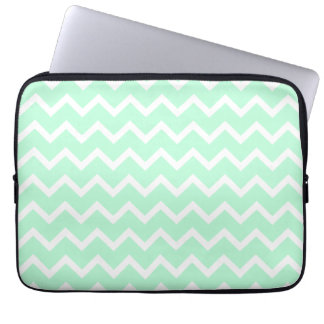 Mint Green Zigzag Chevron Stripes. Laptop Sleeve