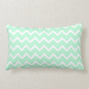 Mint Green Zigzag Chevron Stripes. Lumbar Pillow