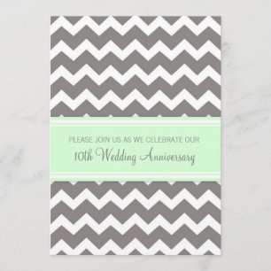 Mint Grey Chevron 10th Anniversary Invitation