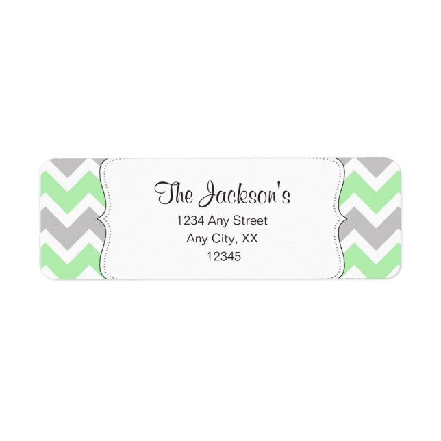 Mint Grey Chevron baby shower return address (Front)