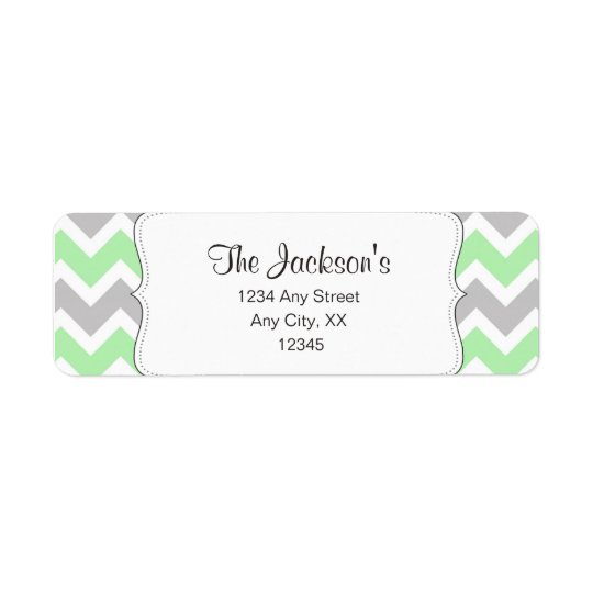 Mint Grey Chevron baby shower return address Return Address Label