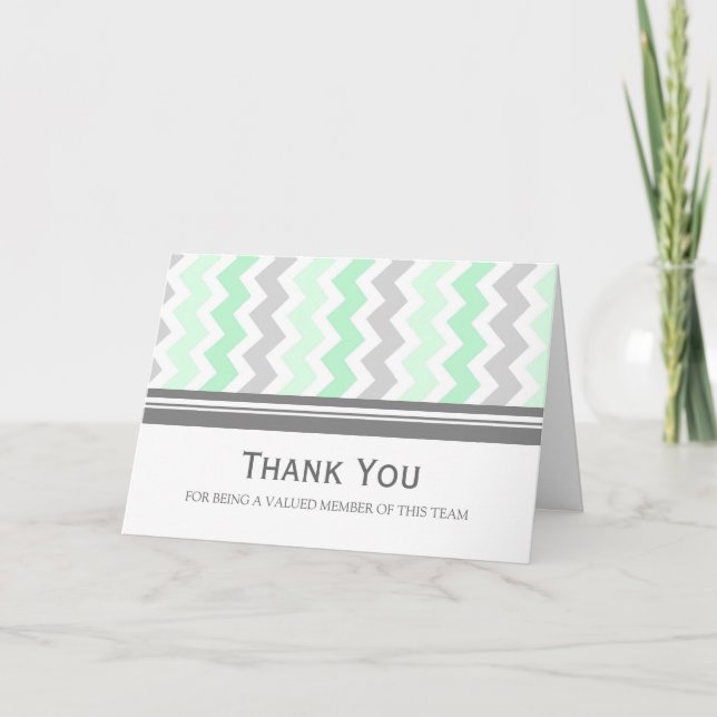 Mint Grey Chevron Employee Appreciation Card (Front)