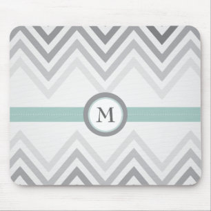Mint + Grey Chevron Mousepad
