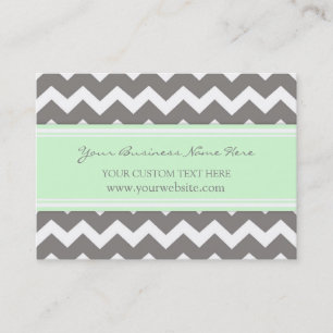 Mint Grey Chevron Retro Business Cards