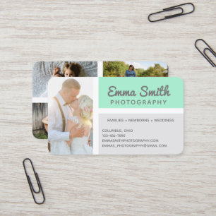 Mint & Grey Photography Photos Logo Personalized Business Card