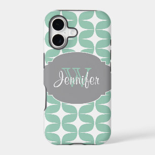 Mint & Grey Trendy Patterns monogram iPhone 5