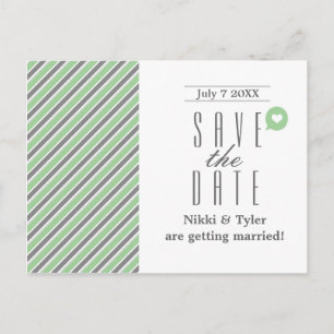 Mint Grey & White Modern Save The Date Postcard