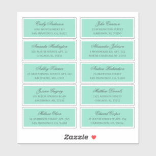 Mint guests names address. Wedding shipping labels