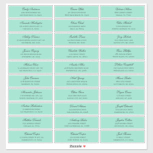 Mint guests names address. Wedding shipping labels