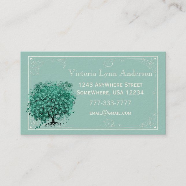 Mint Heart Tree Business Card (Front)