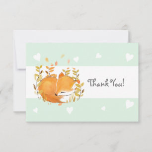 Mint Heart Woodland Fox Thank You Card