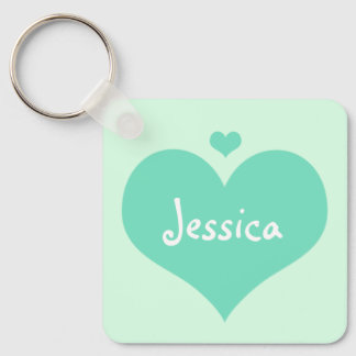 Mint Hearts Personalized Girly Name Keychain