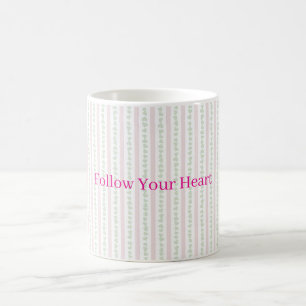 Mint hearts Pink Stripes Coffee Mug