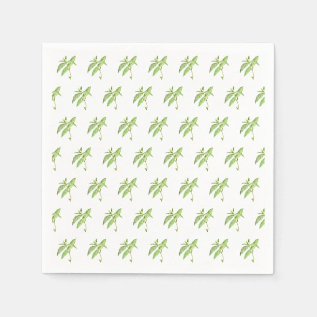 Mint herb botanical plants green garden watercolor napkin (Front)