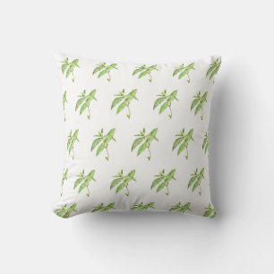 Mint herb botanical plants green garden watercolor throw pillow