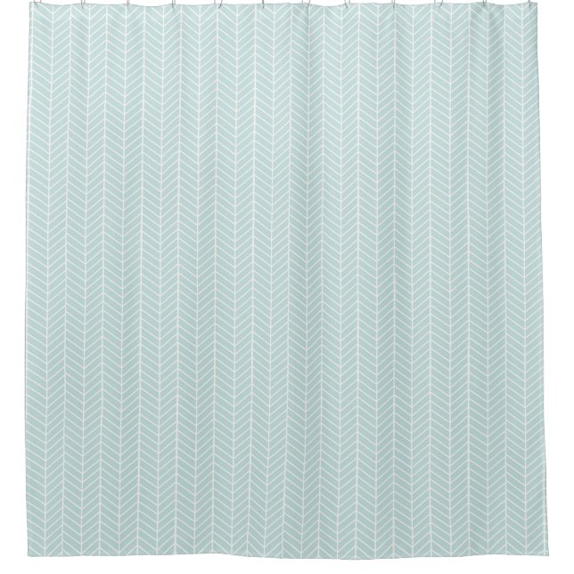 Mint Herringbone shower curtain (Front)