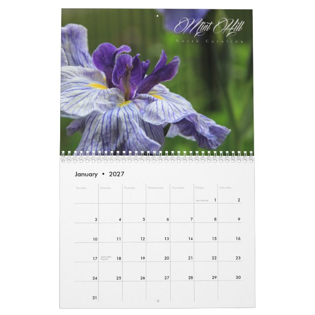 Mint Hill North Carolina calendar (Jan 2027)