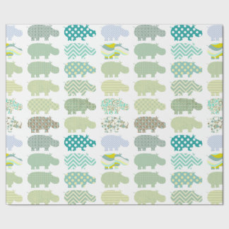 Mint Hippo Matte Wrapping Paper