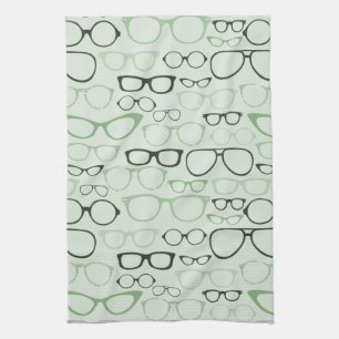 Mint Hipster Glasses Kitchen Towel