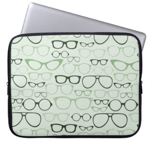 Mint Hipster Glasses Laptop Sleeve