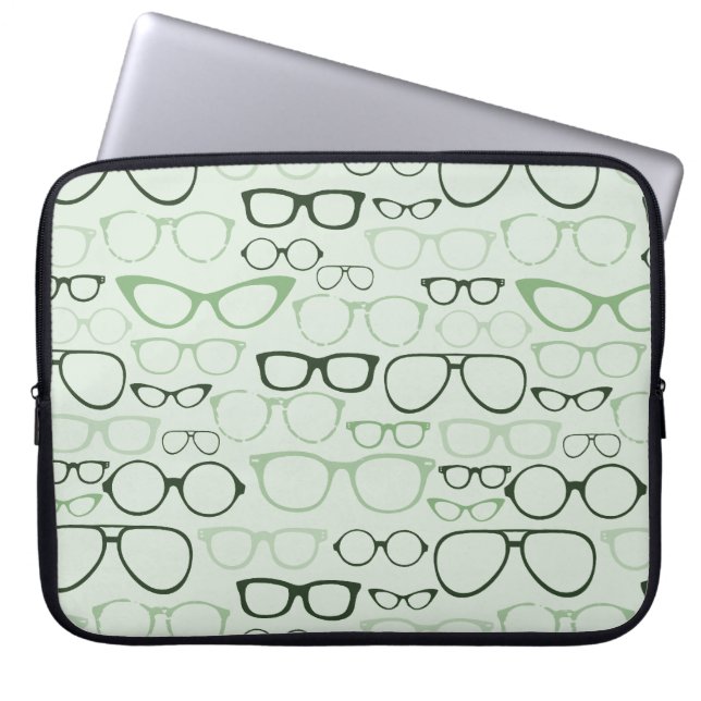 Mint Hipster Glasses Laptop Sleeve (Front)