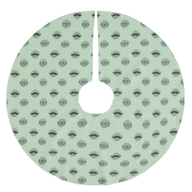 Mint Hipster Moustaches Glasses Christmas Brushed Polyester Tree Skirt (Front)