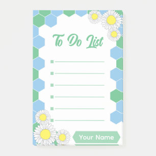 Mint Honeycomb Floral Post-it Notes