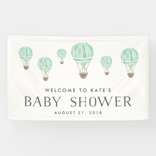 Mint Hot Air Balloon Baby Shower Banner