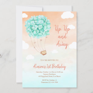 Mint Hydrangea Ride Anniversaire Invitation