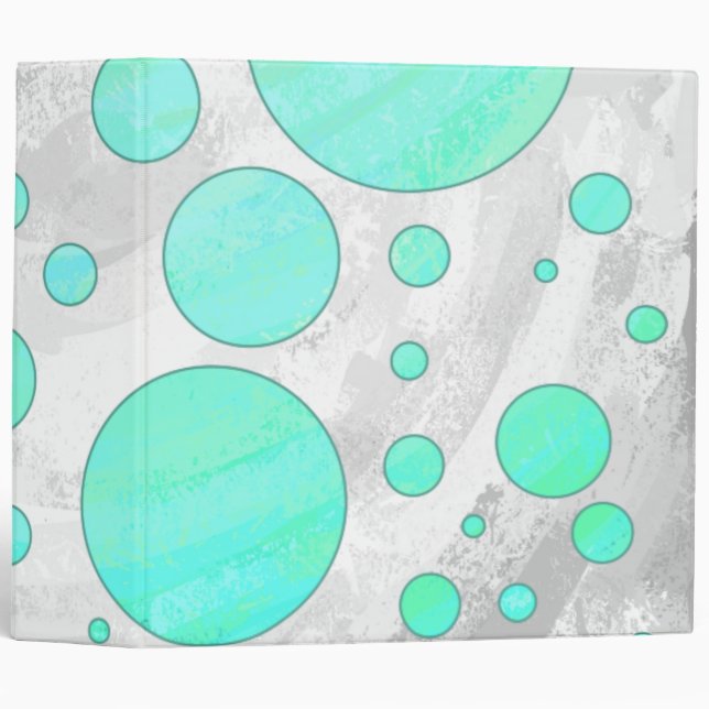 Mint Ice Aqua Blue Polka Dots Binder (Front/Spine)
