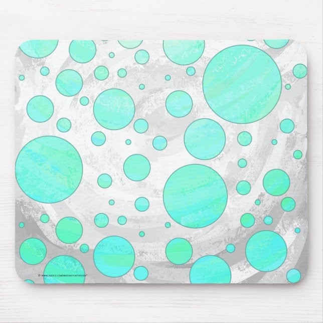 Mint Ice Aqua Blue Polka Dots Mouse Pad (Front)