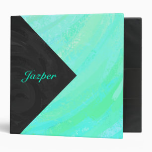 Mint Ice Blue and Black Monogram Binder