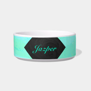 Mint Ice Blue and Black Monogram Bowl