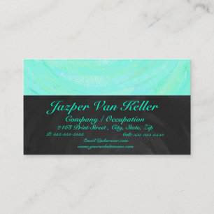 Mint Ice Blue and Black Monogram Business Card
