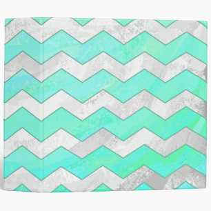 Mint Ice Blue Chevron Pattern Binder