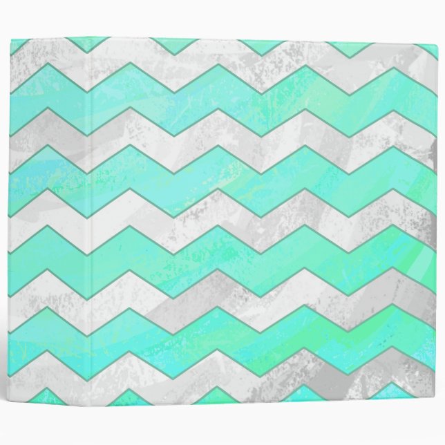 Mint Ice Blue Chevron Pattern Binder (Front/Spine)