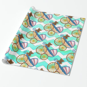 Mint Ice Blue Chevron Patteryn Baby Wrapping Paper