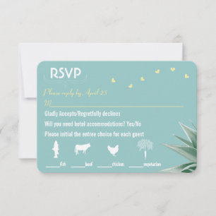 Mint Jaune Succulent Mariage RSVP Menu Choix
