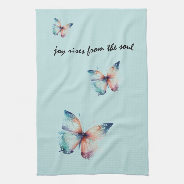 Mint Joy Rises from the Soul Butterfly  Kitchen Towel (Vertical)