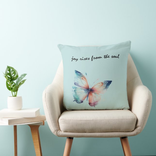 Mint Joy Rises from the Soul Butterfly  Throw Pillow (Chair)