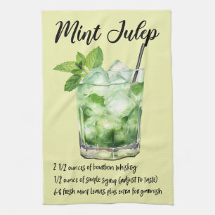 Mint Julep Cocktail Recipe Kitchen Towel