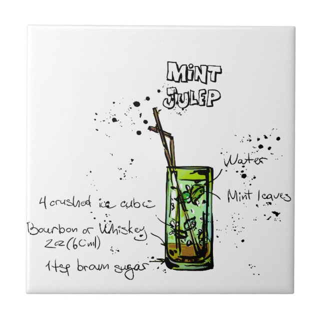 Mint Julep Cocktail Recipe Tile (Front)