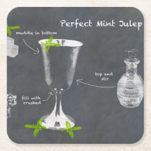 Mint Julep Cocktail Square Paper Coaster