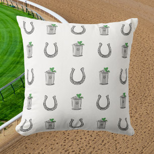 Mint Julep Cocktails and Horseshoes Derby Party Throw Pillow
