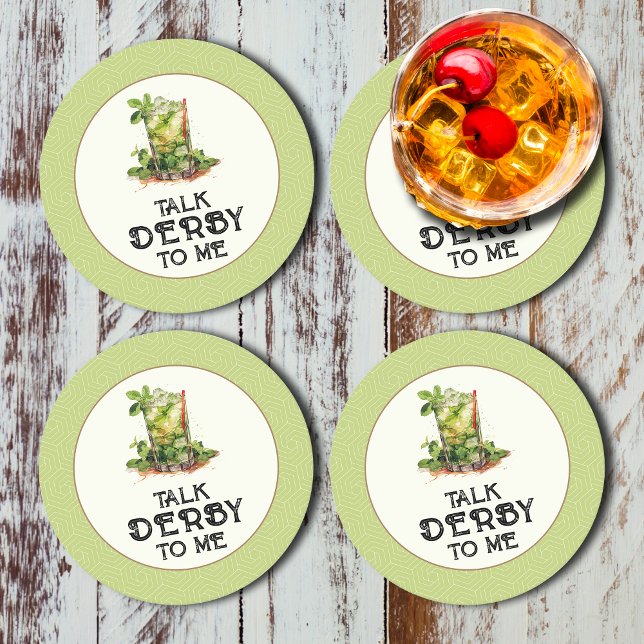 Mint Julep Derby Round Paper Coaster (Mint Julep Talk Derby to Me Round Paper Coasters)